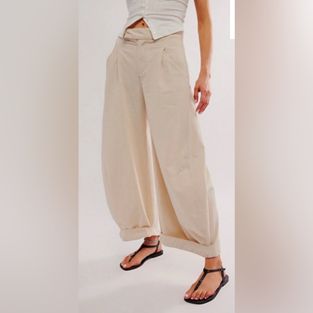 Free People Cream Wide-Leg Pants